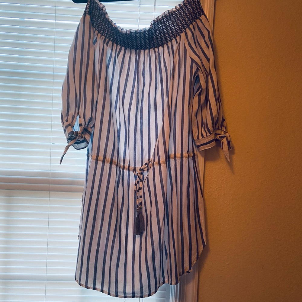 OFF THE SHOULDER STRIPED DRESS XL